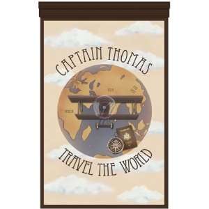 travel the world aviator brown personalized wall hanging 