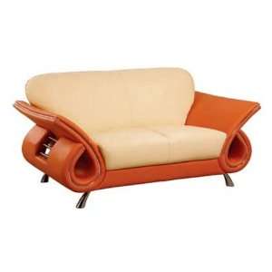  Global Furniture 559 Beige/ Orange Modern Loveseat 559 BO 