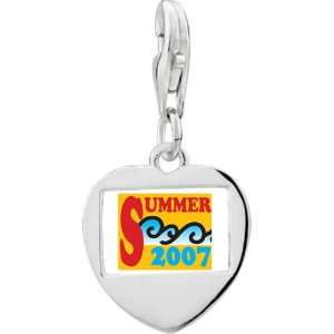  925 Sterling Silver Summer 2007 Photo Heart Frame Charm 