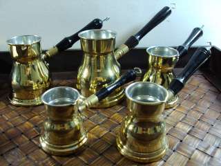 Set 5 Brass Turkish Coffee Maker Coffee Pot Ibrik EGYPT  