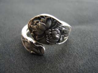 GORHAM STERLING SILVER FLORAL SPOON RING  
