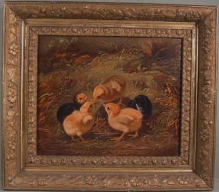 Chickens, 1866 Prang chromolithograph after A. F.Tait painting, superb 