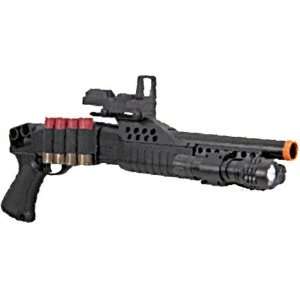   airsoft bb shell gun pump action with scope and flash light 