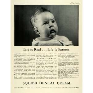 1937 Ad Squibb Plan Dental Cream Tooth Decay Baby Infant Mineral Oil 