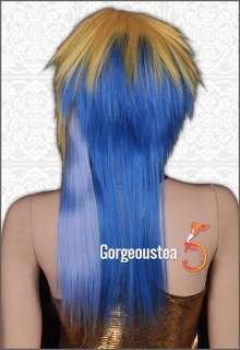 GW435 Blonde Mixed Blue Straight Grace Unevenness Wig  