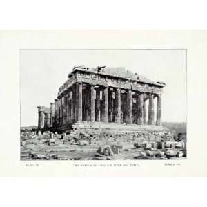   Ruin Column Athens Greece   Original Halftone Print