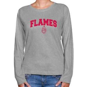  UIC Flames Ladies Ash Logo Arch Long Sleeve Classic Fit 