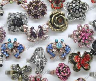 wholesale mixed lots 10 crystal rhinestone Cocktail jewelry Rings 