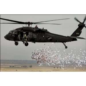  UH 60 Black Hawk Drops Leaflets Over Iraq, 350th Psy Ops 