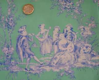 french style toile fabric. Features blue and white provincial scenes 