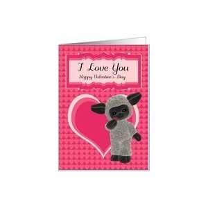  Valentines Day Card Modern With Cute Sheep And Hearts 