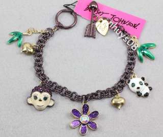 Free Ship Betsey Johnson panda Monkey Necklace Bracelets Earrings Set 