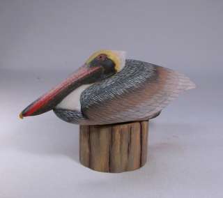 Pelican Hand Carved Wooden Bird/Birdhug  