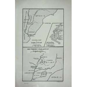  1855 1895 Map Paraguay Humaita Plan WW1 Argentine