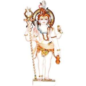   Loving Vision of Lord Shiva   White Marble Sculpture