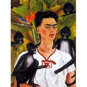   Frida Kahlo   24 x 32 inches   Autorretrato con monos
