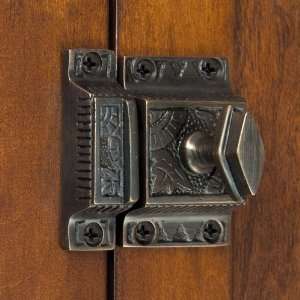  Solid Brass Cabinet Latch with Diamond Knob   Oil Rubbed 