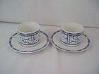 Oneida Breton Blue 2 Cups & Saucers Discd 1999