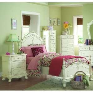  Twin Poster Bed by Homelegance   Ecru painted finish