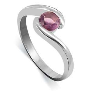   Solitaire Amethyst Cubic Zirconia Round Promise Band Ring Size 6