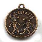 30x 141276 Gemini Charms Signs of Zodiac Bronze Pendant 20mm Wholesale 