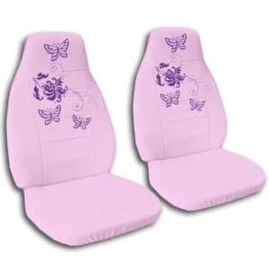 sweet pink seat covers with purple butterflies for a 2000 VW Beetle 