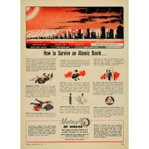 1951 Ad Mutual Omaha Surviving Atomic Bomb Radiation   Original Print 