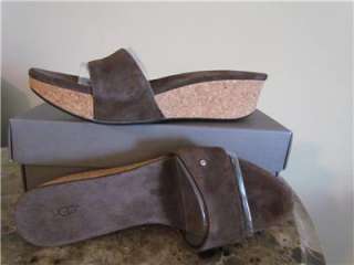 Ugg BASIL Espresso Suede Sandals Size 8/Euro 39  