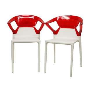  Swap White Plastic Modern Dining Chair with Red Backrest 