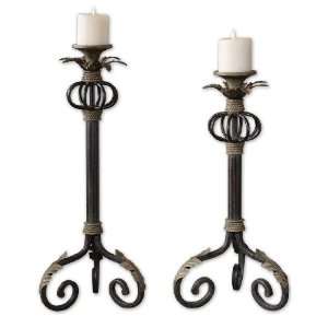 Uttermost 25.5 Inch Rayner Candleholders Set/2 Black Finish w/ Rust 