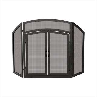   Black Wrought Iron Arch Top w/Drs Fireplace Screen 728649802303  