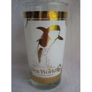 Sea World Glass Tumbler with Killer Whale Gold Trim