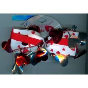   PPVAL144J White ribbon bow with foil hearts hair clip 