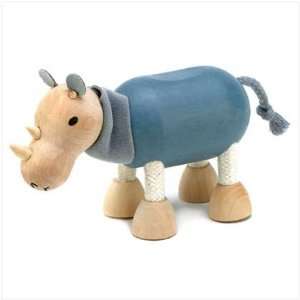   Anamalz 5 Pack Posable Childs Toy Wooden Rhino Figures