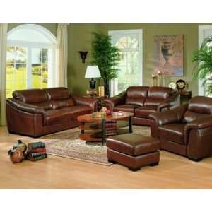  2 PCs Top Grain Soft Two Tone Leather Sofa and Loveseat 