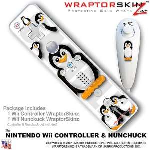 Nintendo Wii Remote Controller Skins   Penguins On White WraptorSkinz 