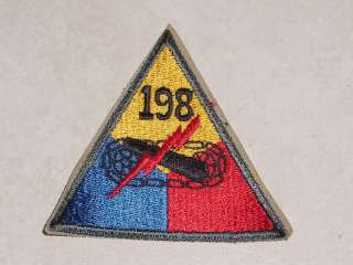 WWII US ARMY 198TH BATTALION TANK ARMOR PATCH INSIGNIA ARMORED BULGE 