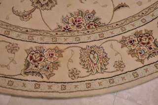 FOOT ROUND AREA RUG HAND TUFTED SILK WOOL IVORY  