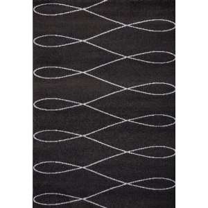   Area Rugs 5x8 Charcoal Loops Twirls Gray Stripes Furniture & Decor