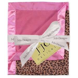  Pink & Cheetah Print Minky and Satin Baby Blanket by JoJo 