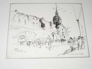 RARE LESTER G HORNBY ARGONNE MEUSE ADVANCE WW I ETCHING  