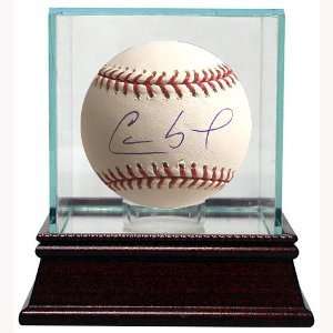 Carlos Lee Autographed Ball   Official Major League w Glass Case