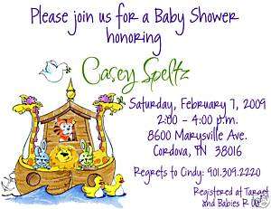 Noahs Ark Twin Birthday Party Baby Shower Invitations  