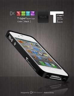 4thDesign T type1 Aluminum Metal Bumper Case Black for Apple iPhone 4S 