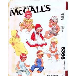  McCalls 6366 Sewing Pattern Baby Doll Wardrobe Arts 