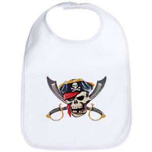   White Pirate Skull with Bandana Eyepatch Gold Tooth 