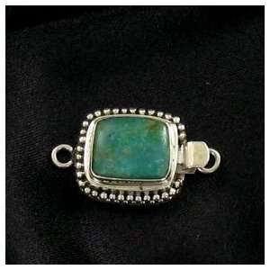  CARICO LAKE TURQUOISE CLASP STERLING TEAL CUSHION 13.5mm 