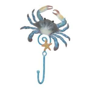  Regal Gift Blue Crab Metal Single Wall Hook Key Rack 