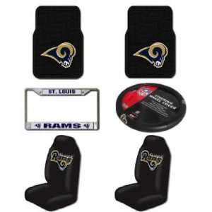 NFL St. Louis Rams 6 PC Auto Accessories Combo Kit   Rubber Floor Mats 