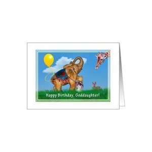  Birthday, Goddaughter, Elephant, Giraffe, Rabbit, Balloon 